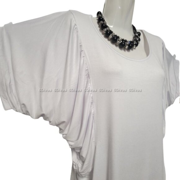 White Cotton Dolman Sleeve Top Sizes M/L, L/XL, XL/XXL - NWT - Picture 5 of 10